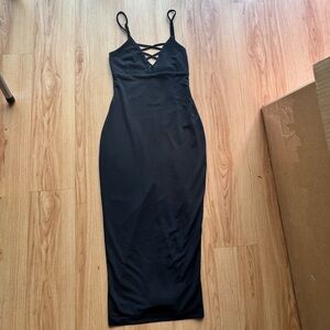 Elegant Black Spaghetti Strap Dress